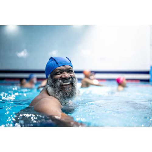 An active senior enjoying in the pool